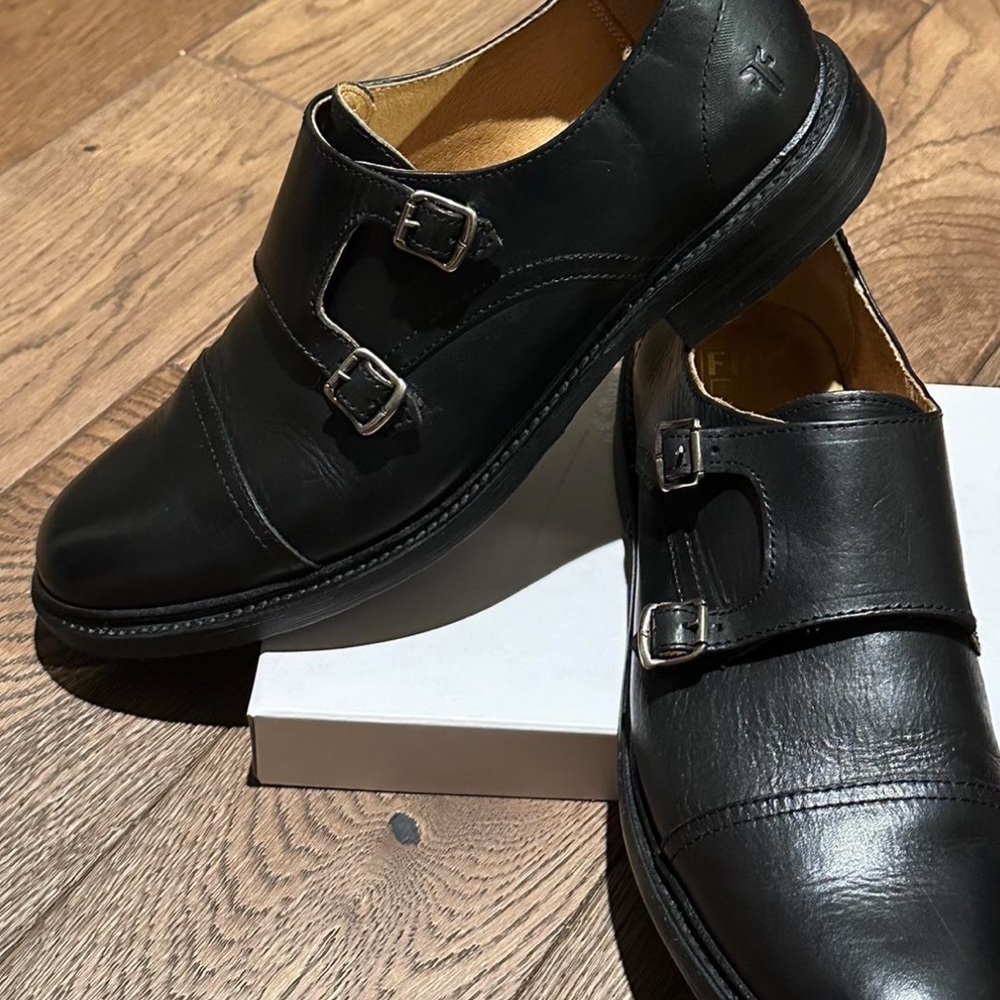 FRYE James Double Monk Strap Leather Oxfords